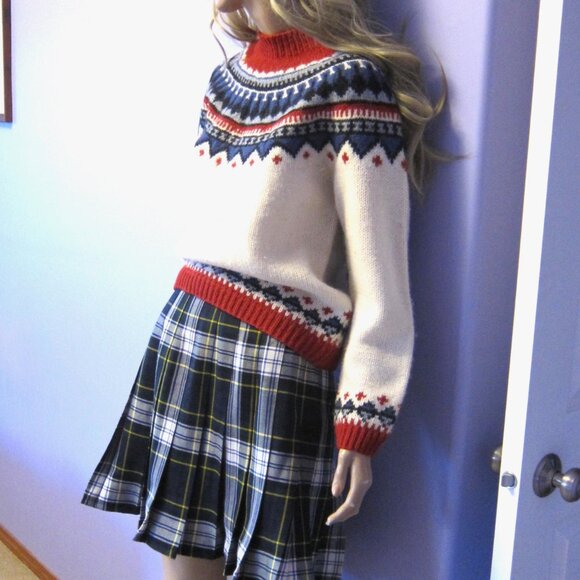 PRINGLE of SCOTLAND Wool BLACK Tartan Classic Plaid Pleated Wool Skirt HRH Label - Picture 8 of 9